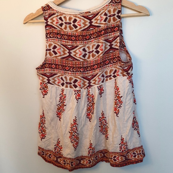 Anthropologie Akemi+Kin sleeveless top/blouse in white+orange+pink, size XS - Picture 4 of 7